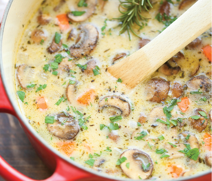 CREAMY CHICKEN AND MUSHROOM SOUP