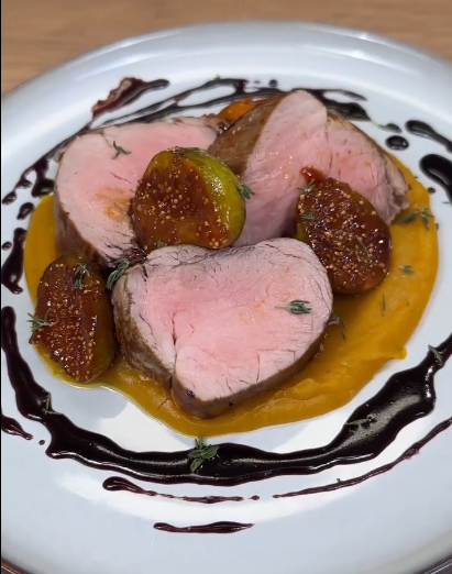 Filet with Pumpkin, Figs, and Port Wine Sauce